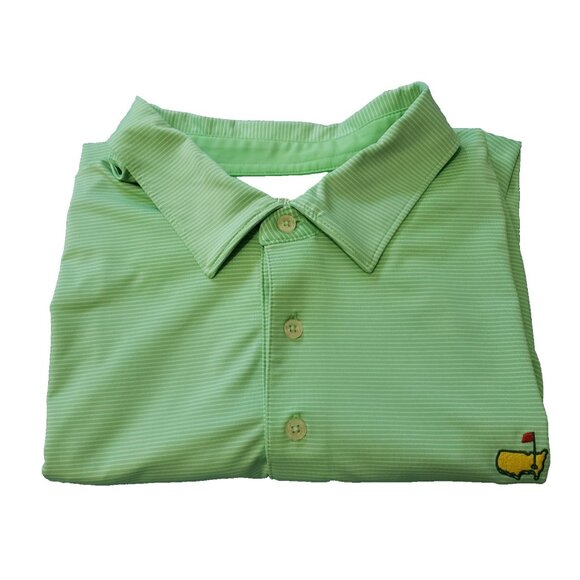 Masters Tech Green Stripe Performance Logo Golf Polo Shirt Mens XXL - Picture 1 of 9
